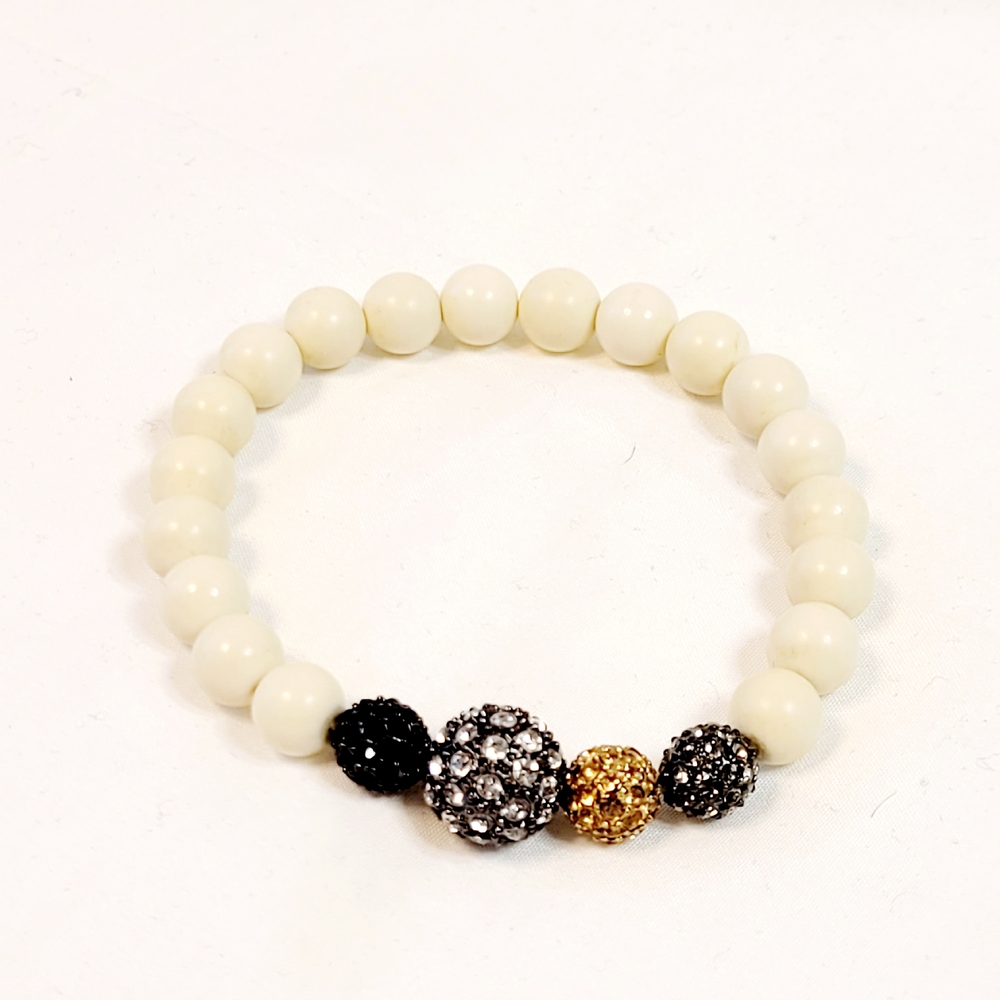 Stella & Dot Ivory Pave Beaded Bracelet